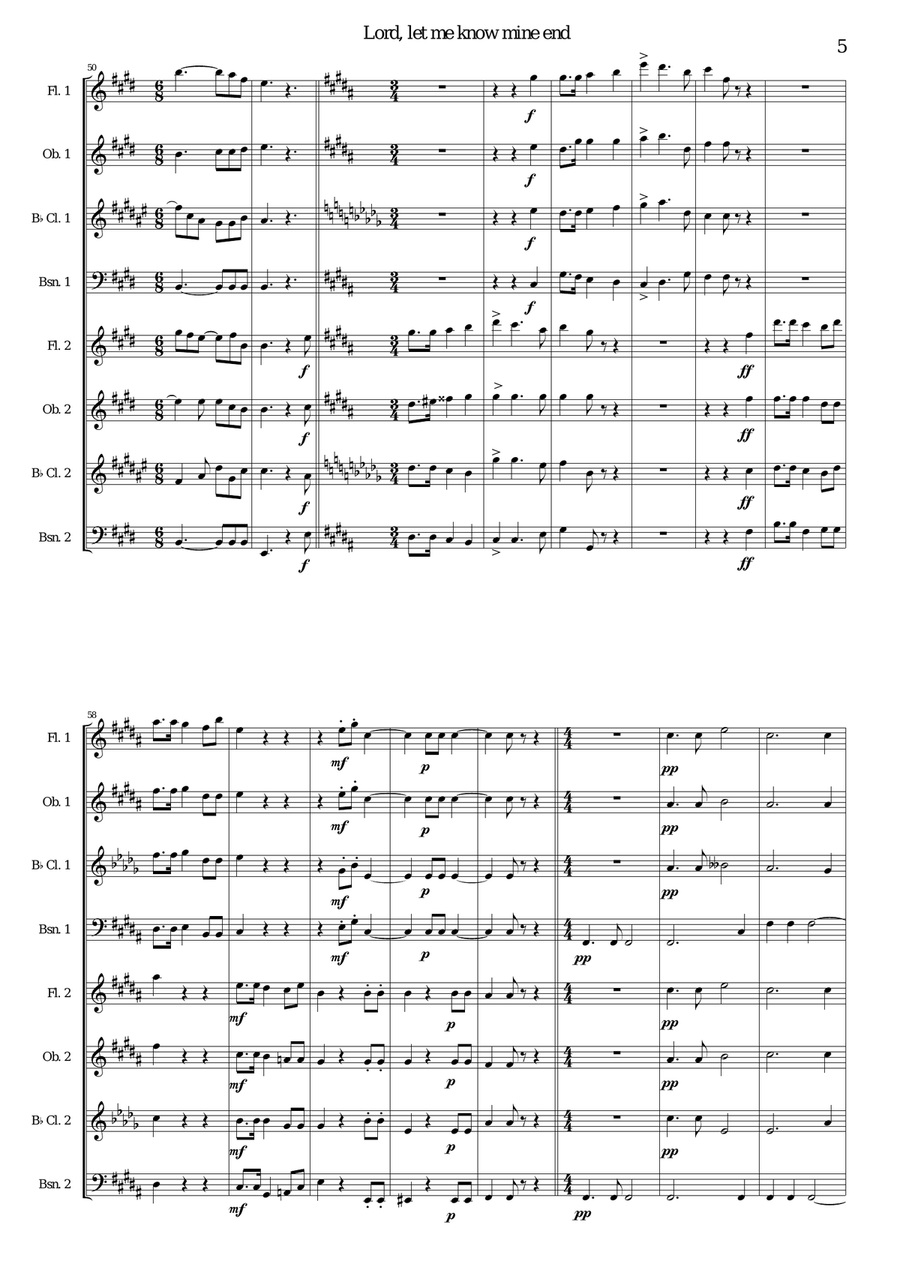 Lord, let me know mine end for wind octet Woodwind Ensemble scores gallery preview page 5