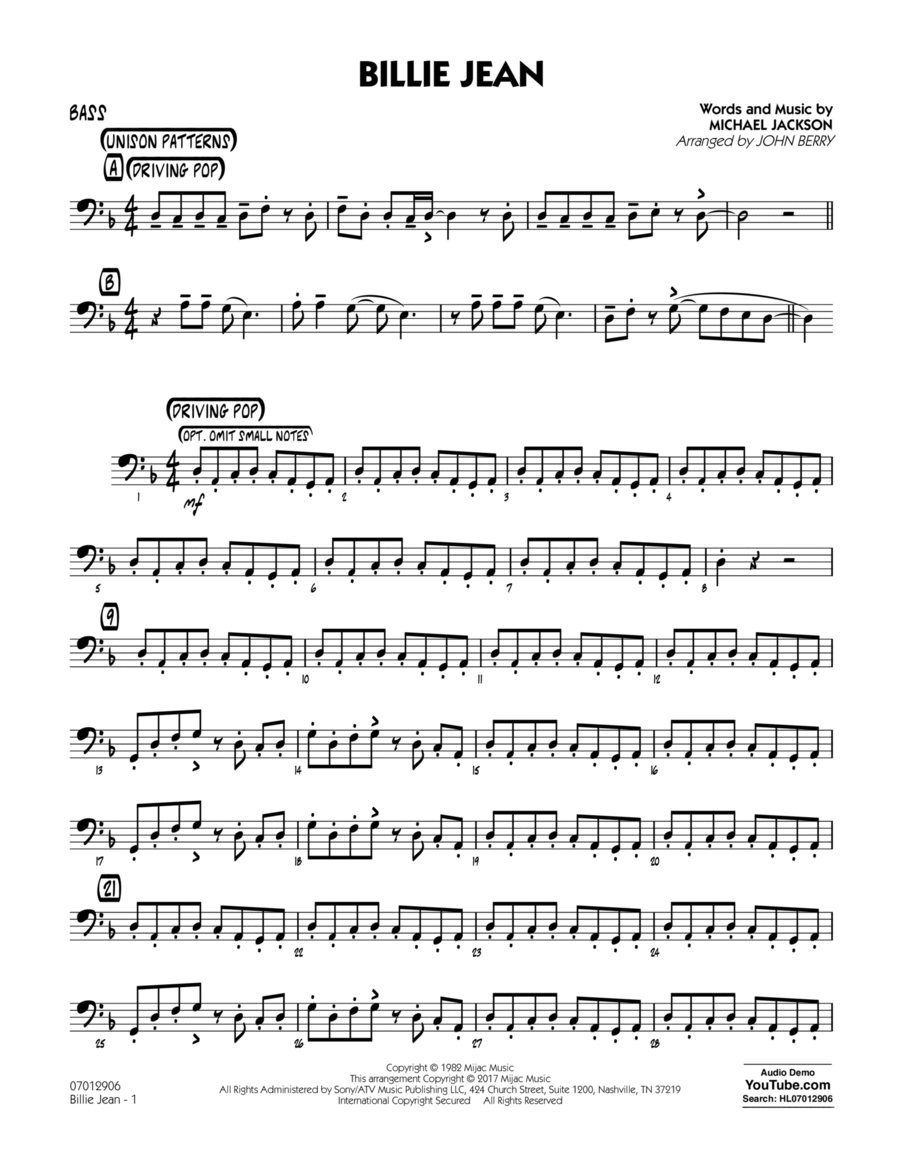 Billie Jean - Bass Part scores gallery preview page 1