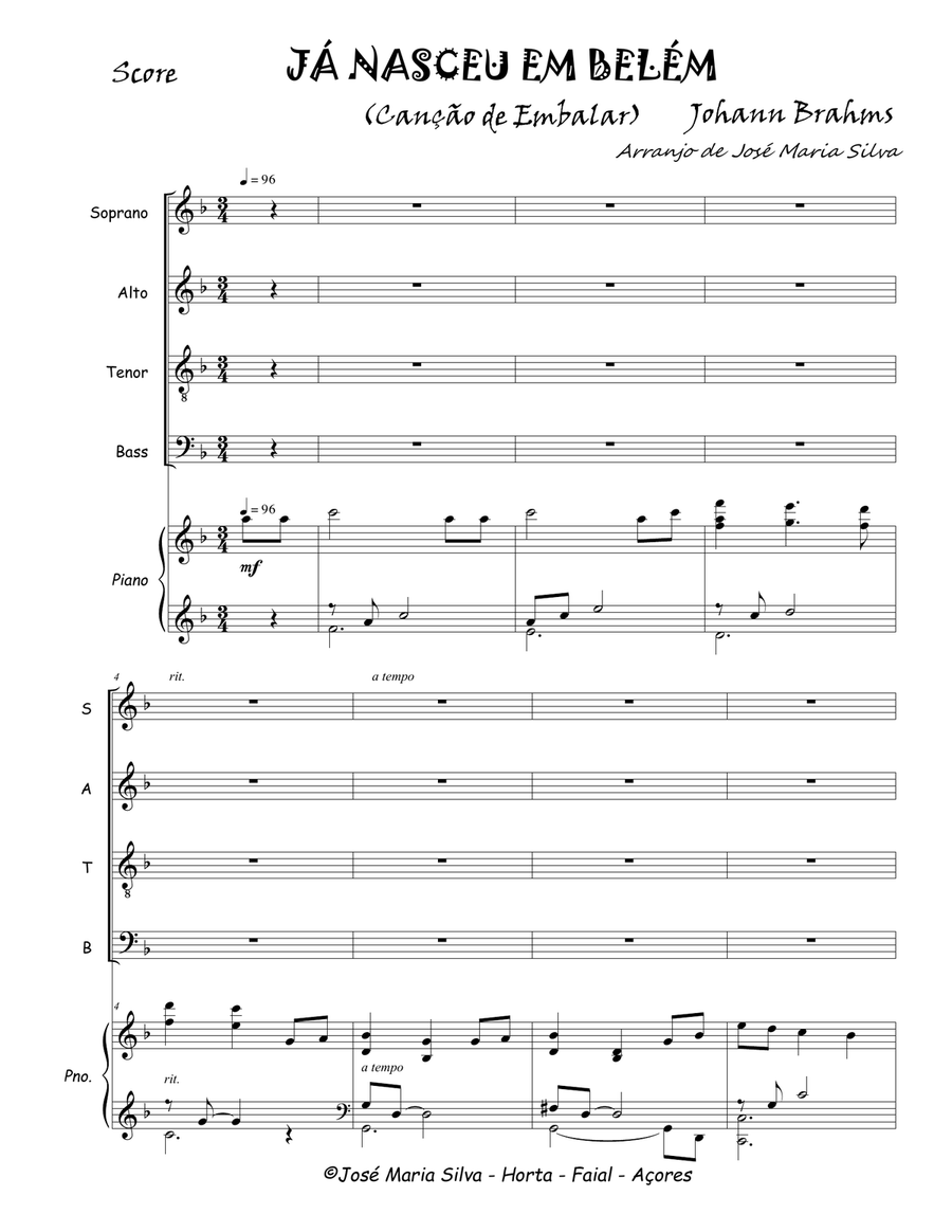 JÁ NASCEU EM BELÉM (BERCEUSE) 4-Part scores gallery preview page 2