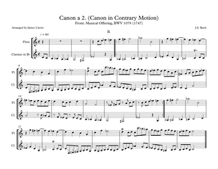 Canon in Contrary Motion II from Musical Offering for Flute & Clarinet Duet