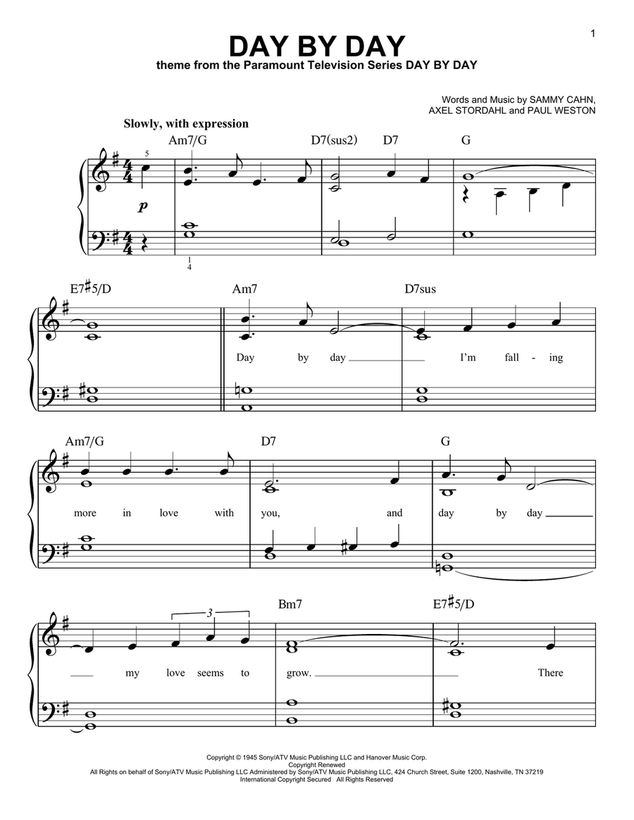 Day By Day Easy Piano scores gallery preview page 1