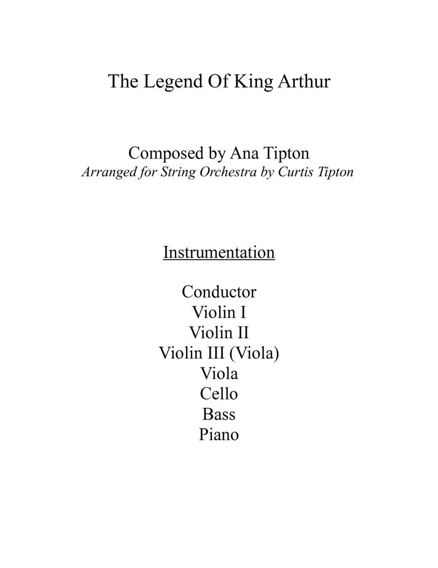 The Legend of King Arthur String Orchestra scores gallery preview page 1