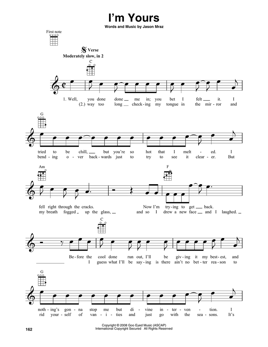 I'm Yours Baritone Ukulele scores gallery preview page 1