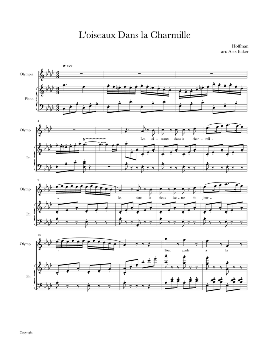 L'oiseaux Dans la Charmille (Doll's Aria) Small Ensemble scores gallery preview page 1