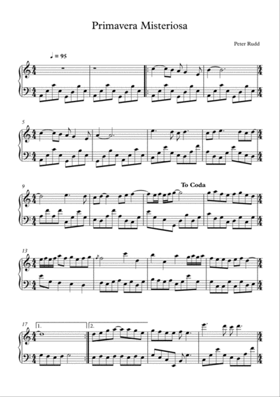 Primavera Misteriosa Primavera Misteriosa Piano Solo scores gallery preview page 1