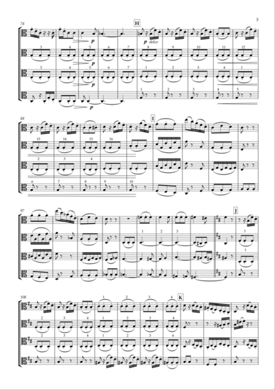 Adagio from String Symphony No.8 in D major, MWV N8 for Four Violas Viola Solo scores gallery preview page 3