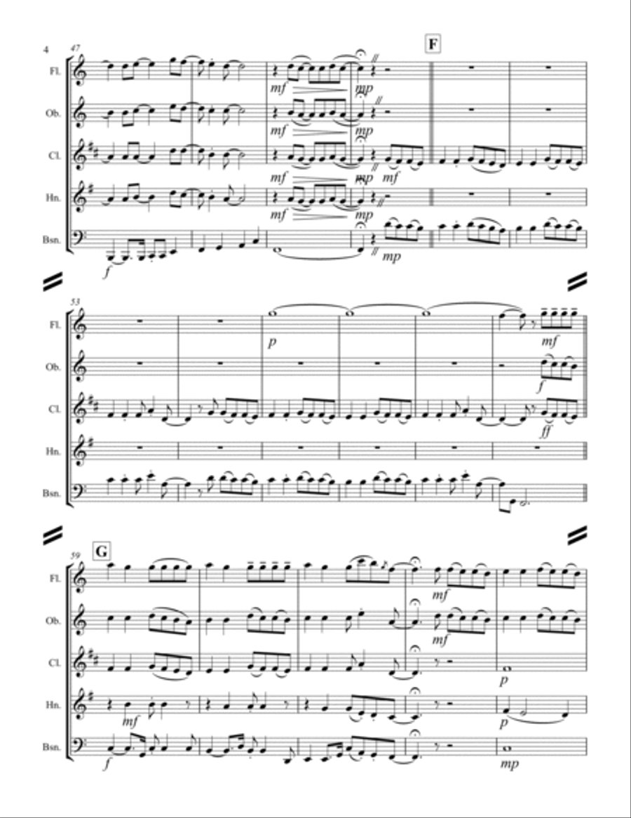 Here I Am To Worship Woodwind Quintet scores gallery preview page 5