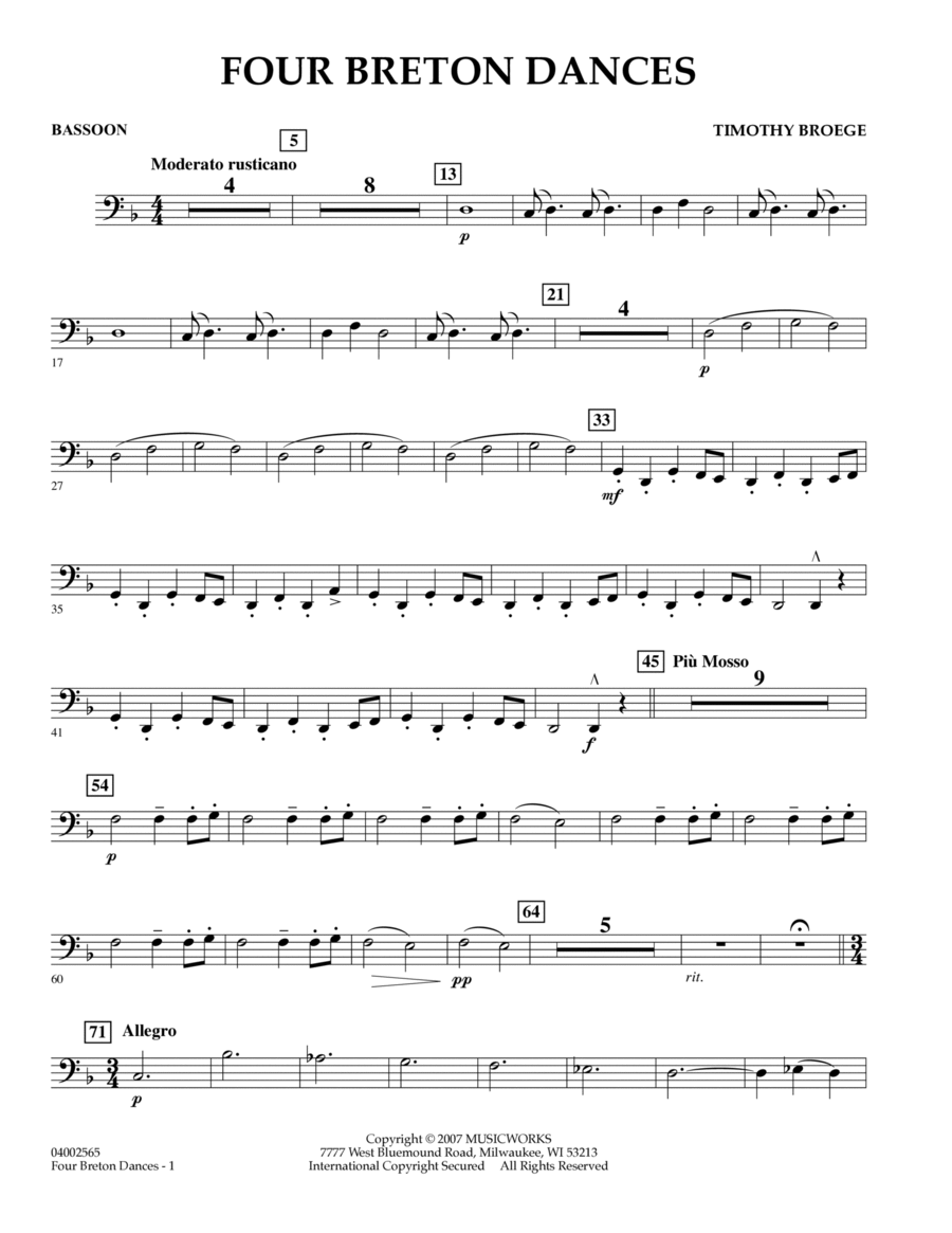 Four Breton Dances - Bassoon Bassoon scores gallery preview page 1