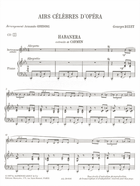 Airs Celebres D'operas Vol.1 (clarinet & Piano) Avec Cd Al29443