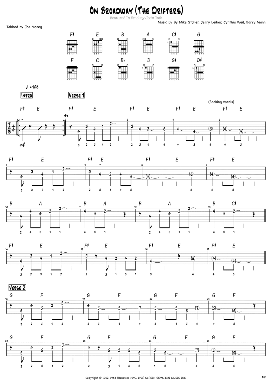 On Broadway Electric Guitar scores gallery preview page 1