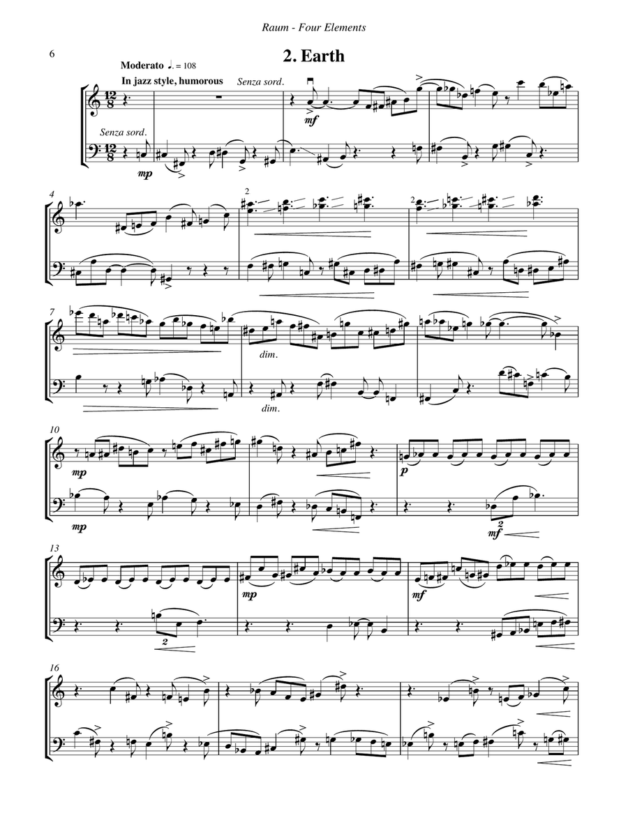 Four Elements for Violin and Trombone Trombone scores gallery preview page 6