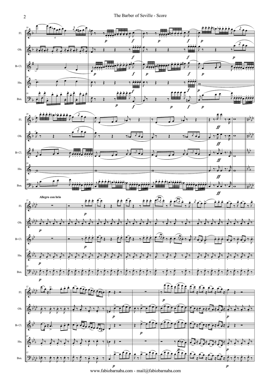 The Barber of Seville - Overture for Woodwind Quintet Woodwind Quintet scores gallery preview page 3