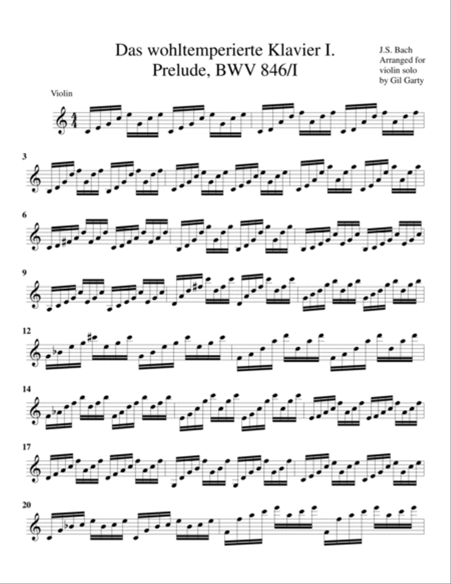 Prelude, BWV 846/I from Das wohltemperierte Klavier (arrangement for violin solo) Violin Solo scores gallery preview page 2
