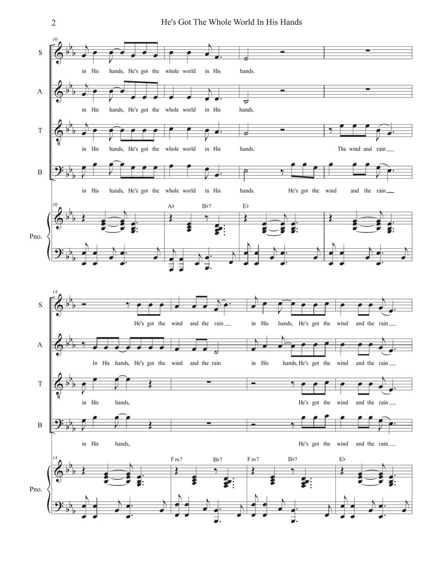 He's Got The Whole World In His Hands (SATB) He's Got The Whole World In His Hands (SATB) 4-Part scores gallery preview page 2
