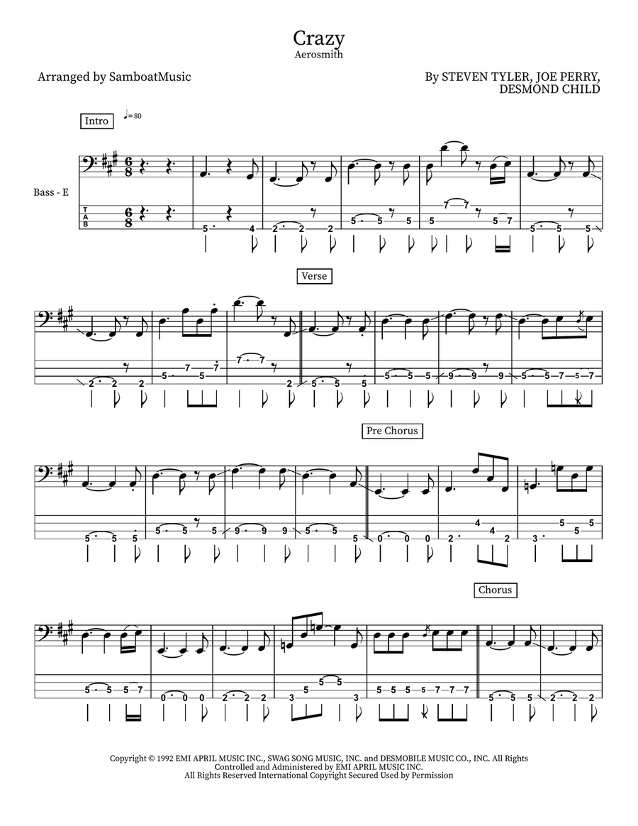 Crazy Bass Guitar scores gallery preview page 1