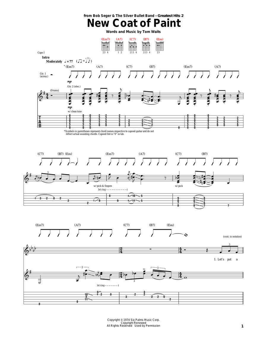 New Coat Of Paint Acoustic Guitar scores gallery preview page 1