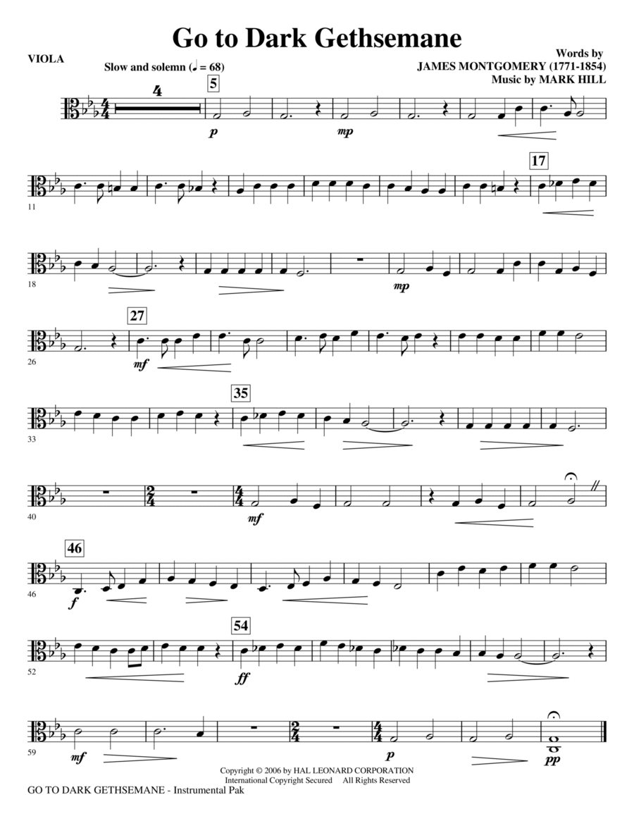 Go To Dark Gethsemane - Viola Choir scores gallery preview page 1