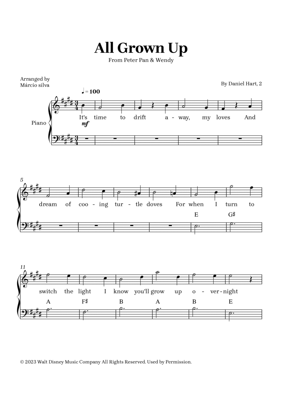 All Grown Up Easy Piano scores gallery preview page 1