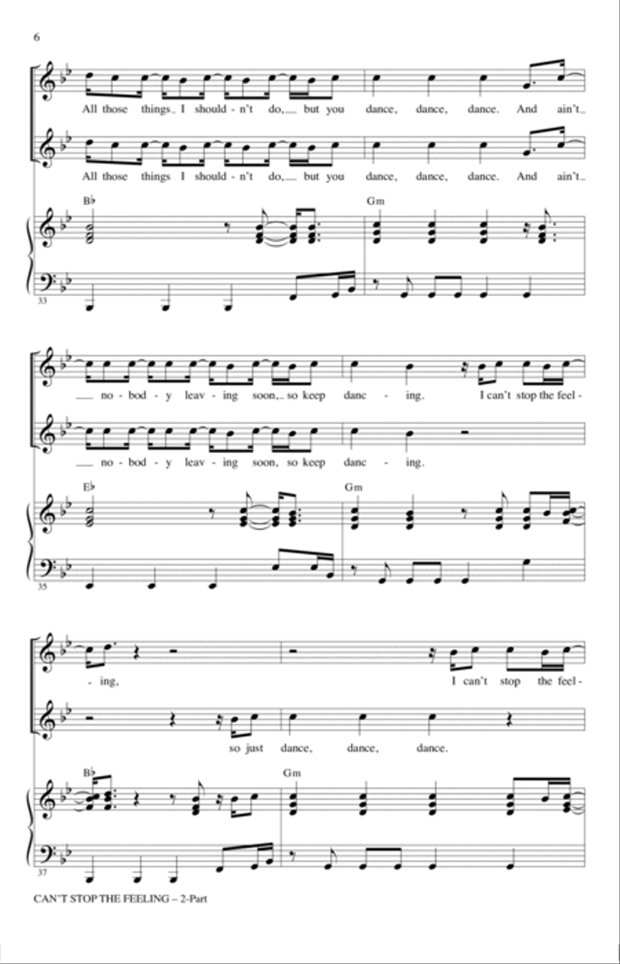 Can't Stop The Feeling (from Trolls) (arr. Mac Huff) 2-Part scores gallery preview page 5