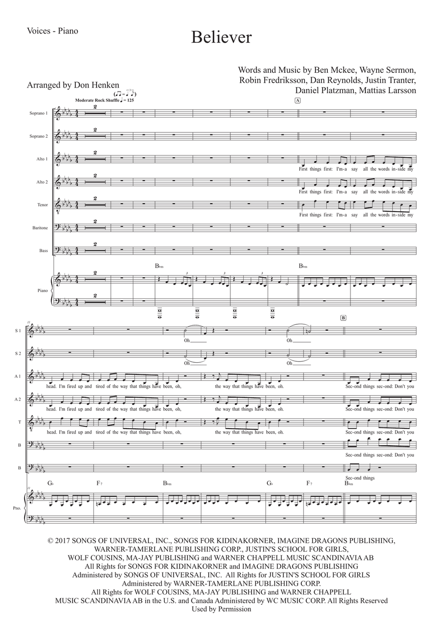 Believer 4-Part scores gallery preview page 1