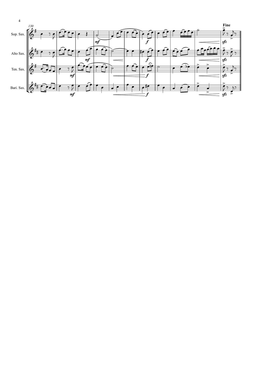 Muss i denn, muss i denn, zum Städele hinaus - Wooden Heart (Elvis Presley) - Saxophone Quartet Saxophone Quartet scores gallery preview page 5