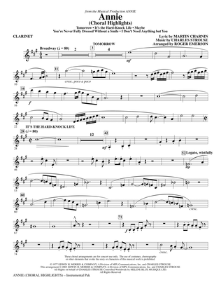 Book cover for Annie (Choral Highlights) (arr. Roger Emerson) - Clarinet