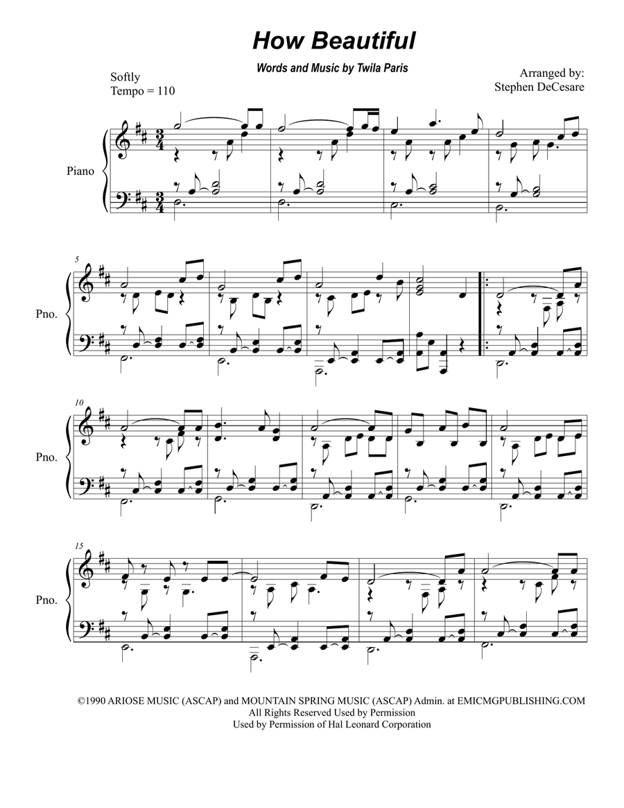 How Beautiful How Beautiful Piano Solo scores gallery preview page 1