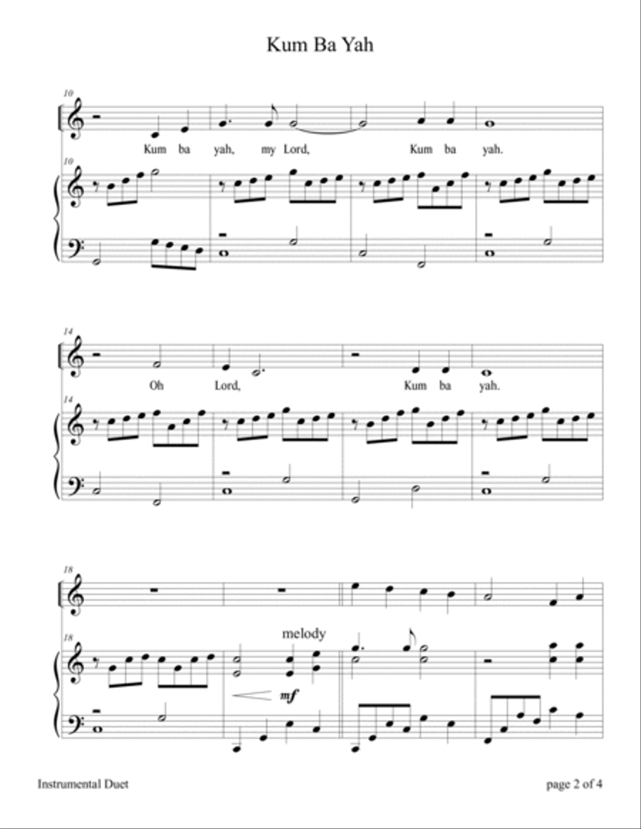 Kum Ba Yah (Easy Bowed Psaltery Solo with Piano Accompaniment) Zither scores gallery preview page 4