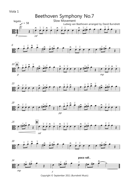 Beethoven Symphony No.7 (slow movement) for Viola Quartet image number null