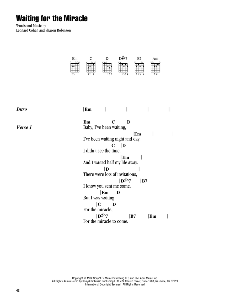 Waiting For The Miracle Acoustic Guitar scores gallery preview page 1