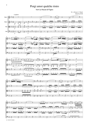 Mozart Porgi amor qualche ristro from Le Nozze di Figaro, for string quartet, CM025