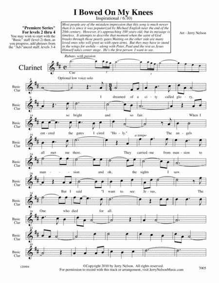 I Bowed on my Knees and Cried Holy (Arrangements Level 2-4 for CLARINET + Written Acc) Hymn image number null
