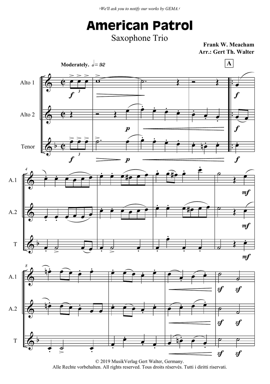 American Patrol Woodwind Trio scores gallery preview page 1