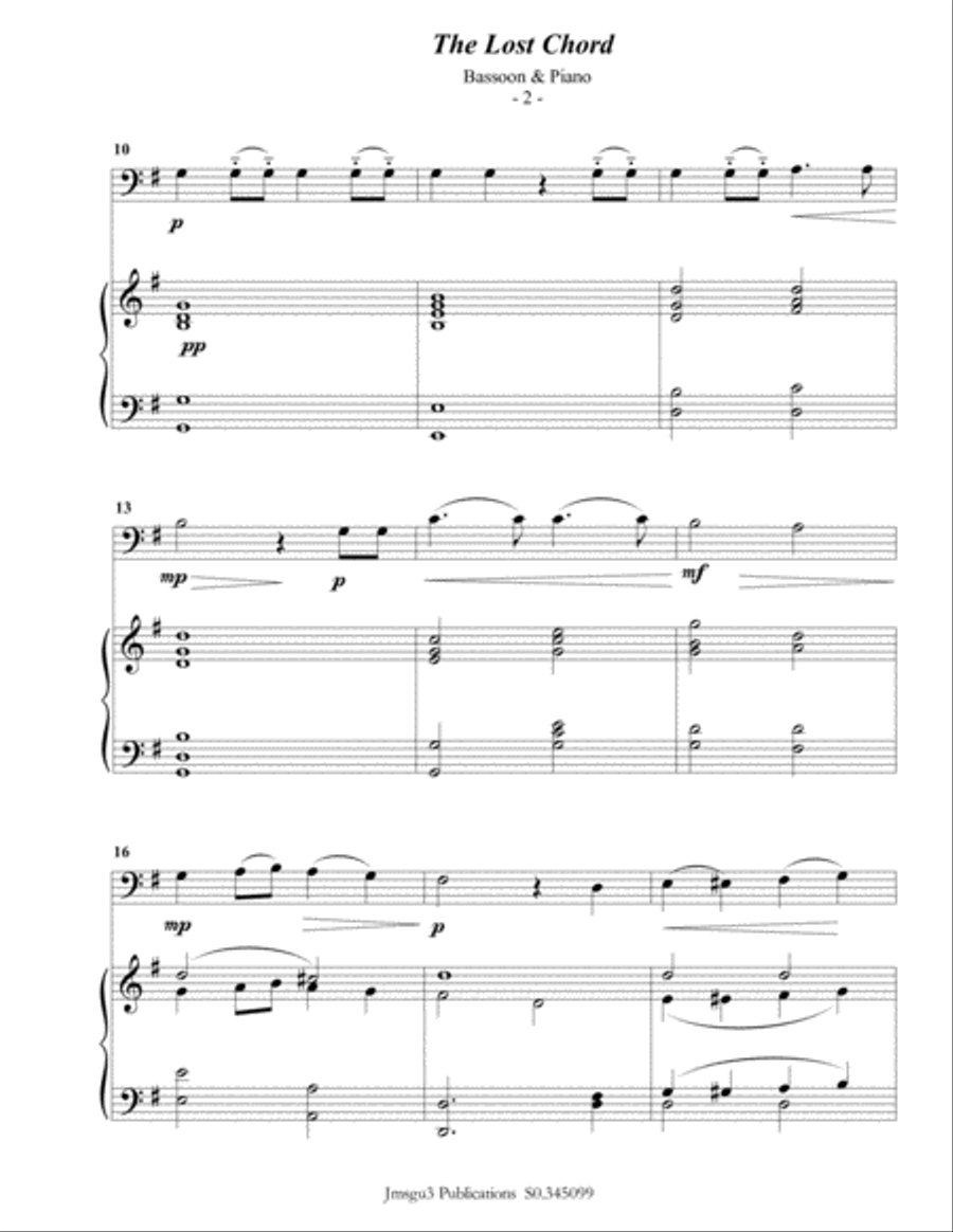 Sullivan: The Lost Chord for Bassoon & Piano Woodwind Duet scores gallery preview page 2