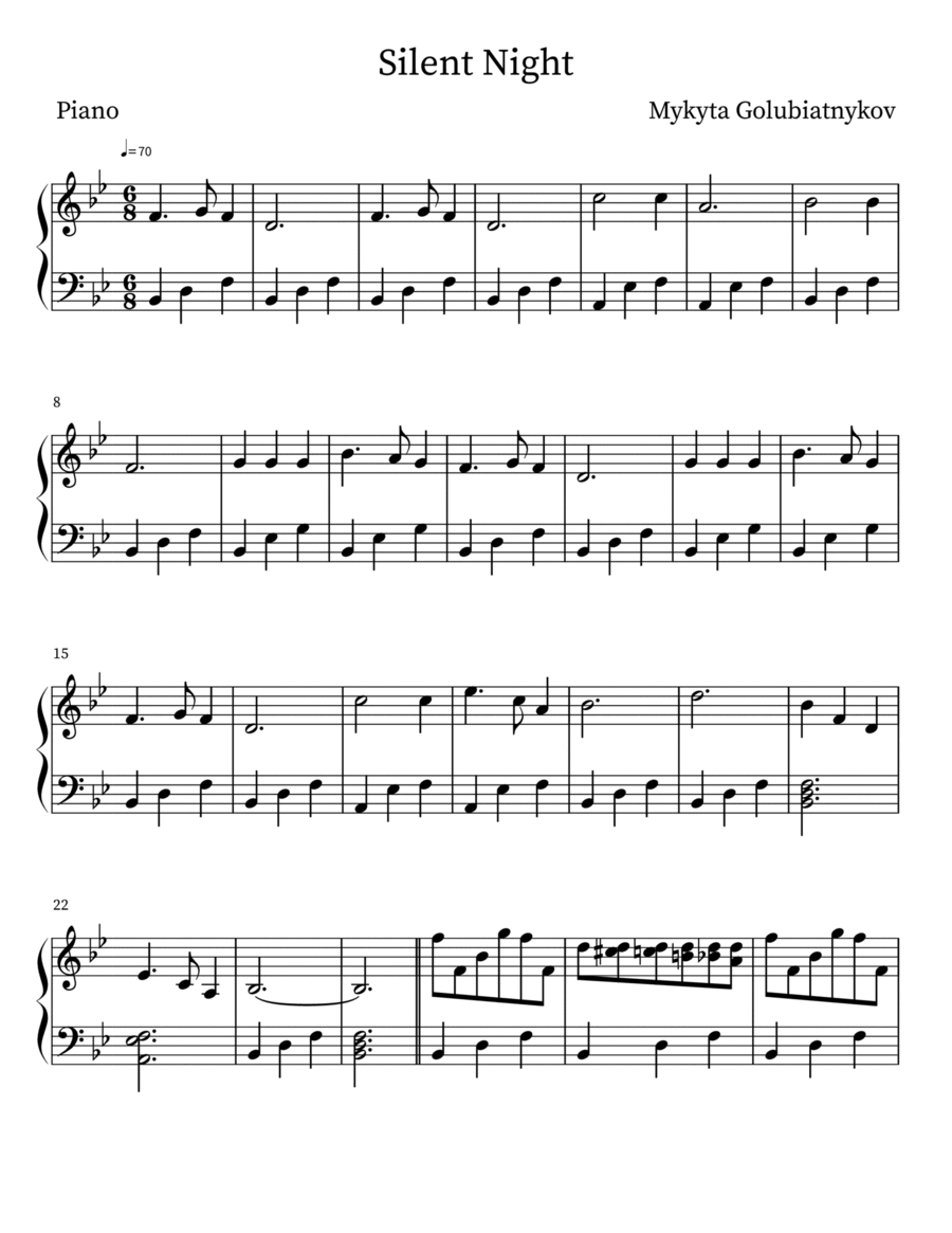 Silent Night Piano, Vocal, Guitar scores gallery preview page 1