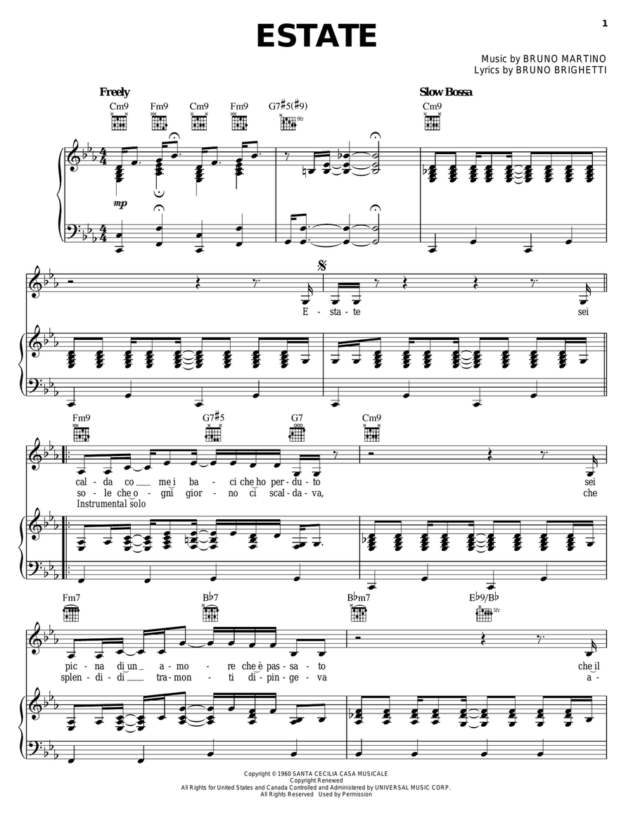 Estate Piano, Vocal, Guitar scores gallery preview page 1