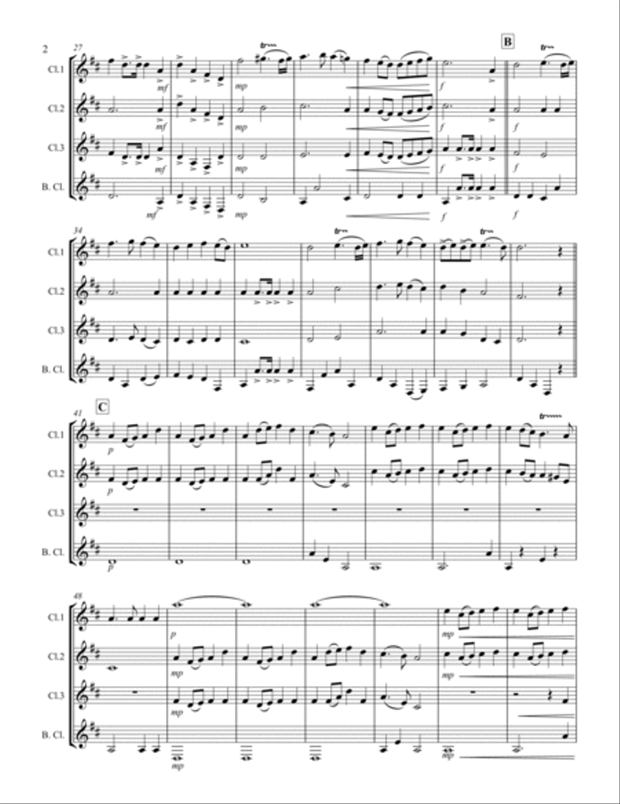 Trumpet Voluntary (for Clarinet Quartet) Woodwind Ensemble scores gallery preview page 3