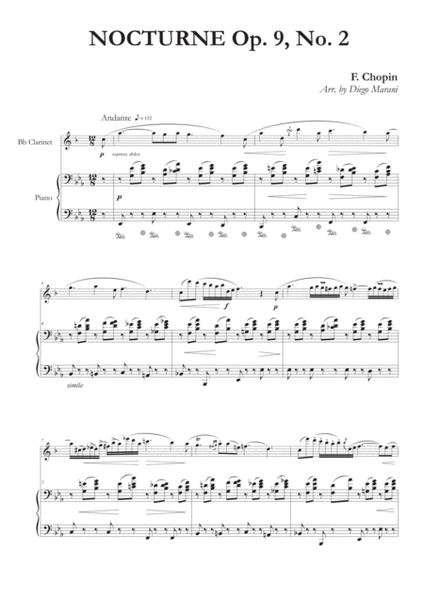 Nocturne Op. 9, No. 2 for Clarinet and Piano image number null