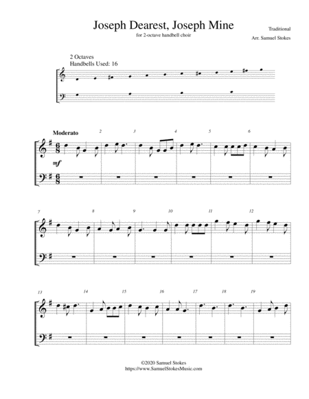 Joseph Dearest, Joseph Mine (Joseph, O Dear Joseph, Mine) - for 2-octave handbell choir image number null