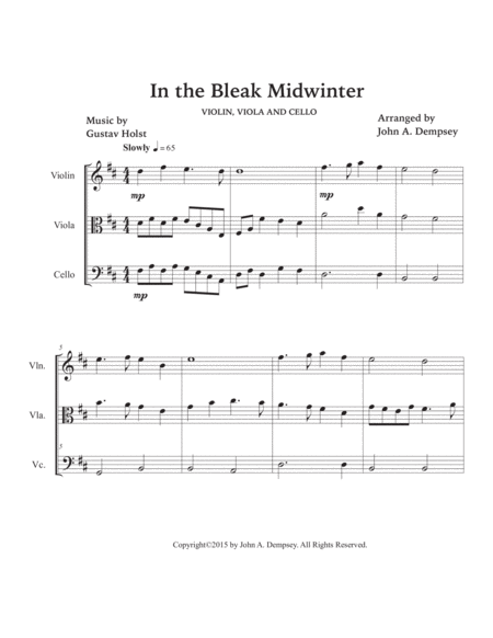 In the Bleak Midwinter (String Trio): Violin, Viola and Cello image number null