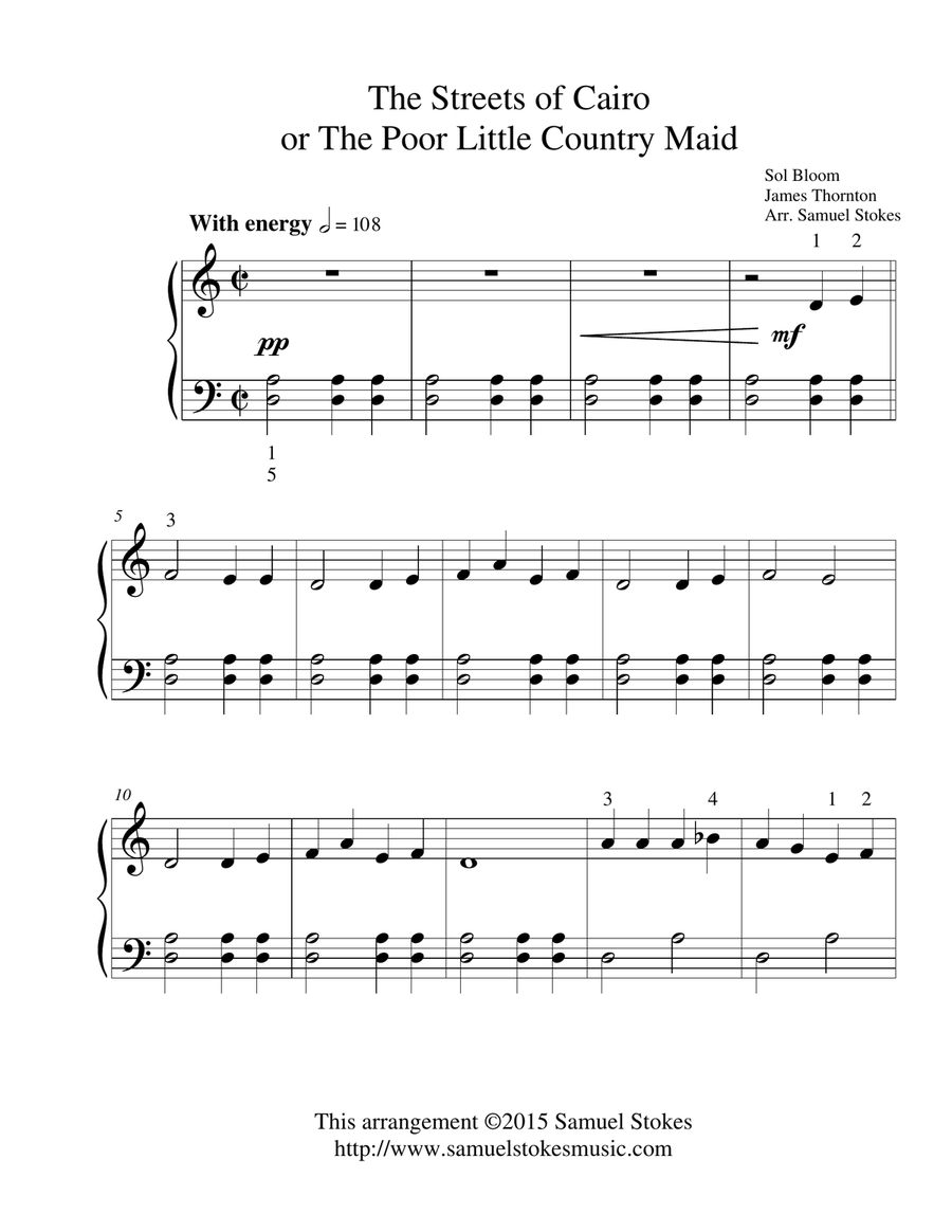 The Streets of Cairo or the Poor Little Country Maid - for easy piano Easy Piano scores gallery preview page 1