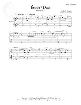 Etude Op. 10 No. 3 Duet, Primo