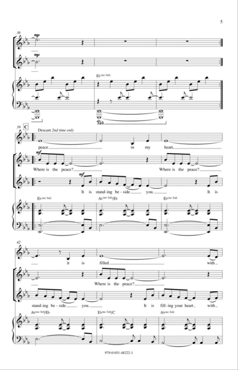 There Is Peace Unison Choir scores gallery preview page 5