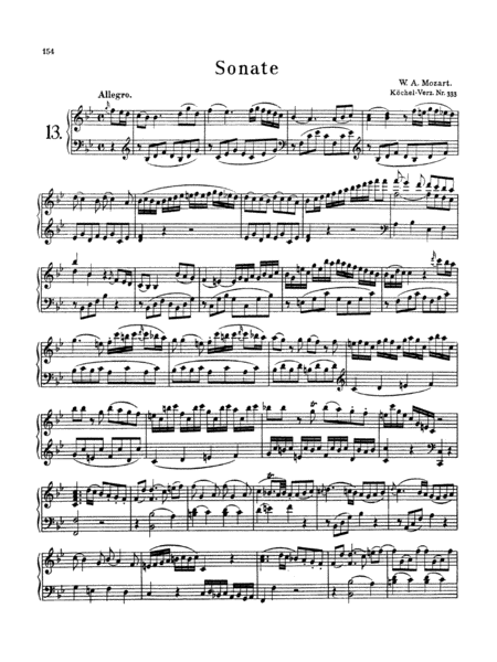 Piano　B-flat　Mozart:　Major　Piano　Sheet　Sonata　Amadeus　No.　13　Wolfgang　in　by　Mozart　Solo　Music　Digital　Sheet　Music　Plus
