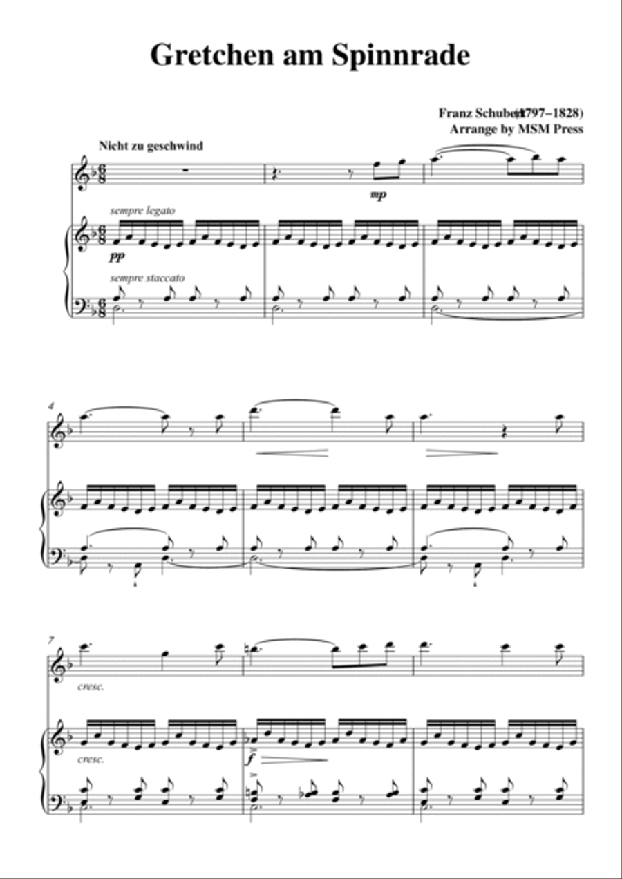 Schubert-Gretchen am Spinnrade,for Violin and piano Violin Solo scores gallery preview page 2