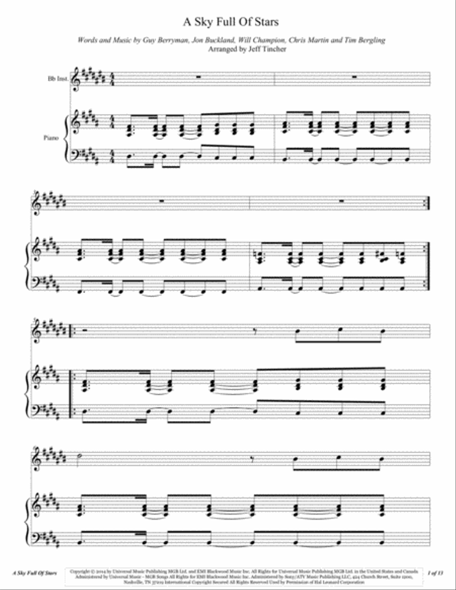 A Sky Full Of Stars Tenor Saxophone scores gallery preview page 2