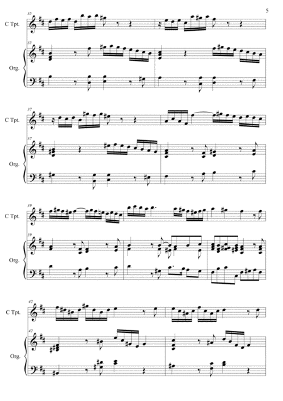 Sonata in D (originally in A) for Trumpet and Organ. Trumpet Duet scores gallery preview page 6