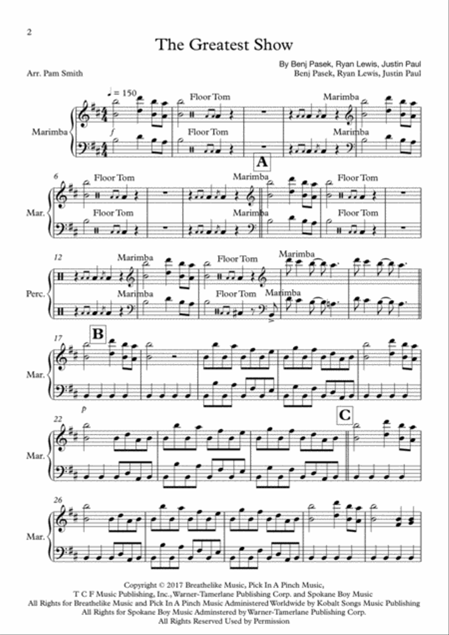 The Greatest Show Marimba scores gallery preview page 2