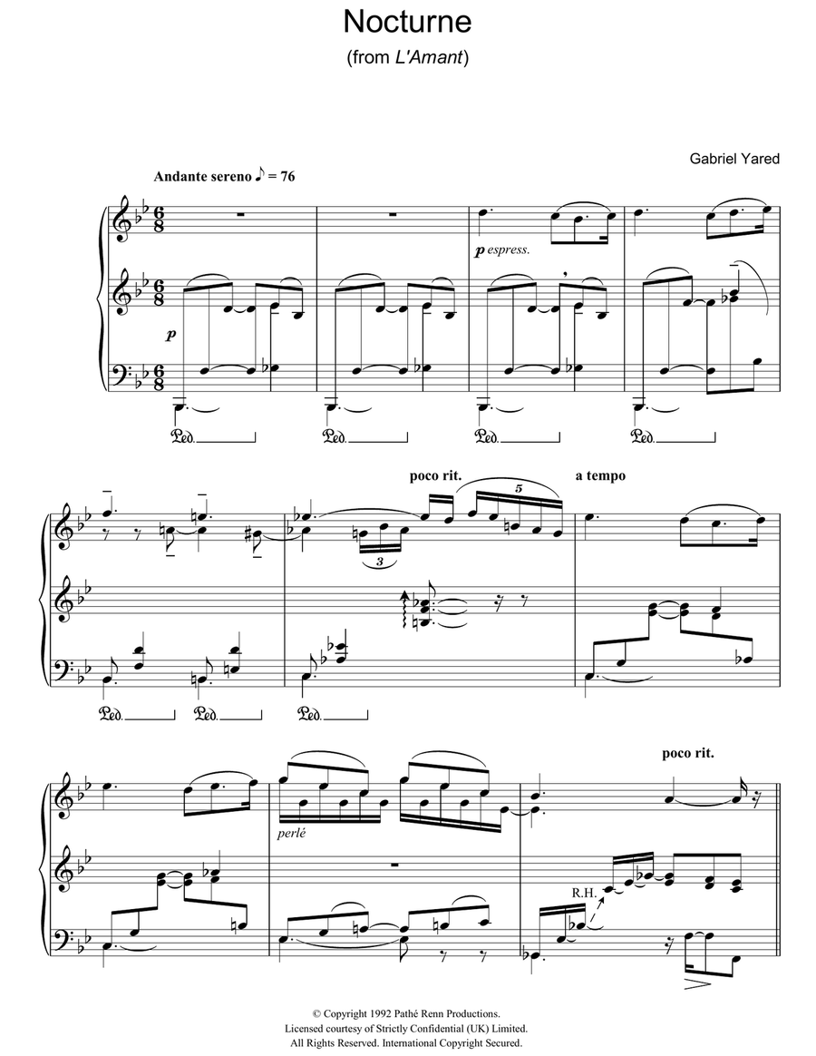 Nocturne (from L'Amant) Piano Solo scores gallery preview page 1