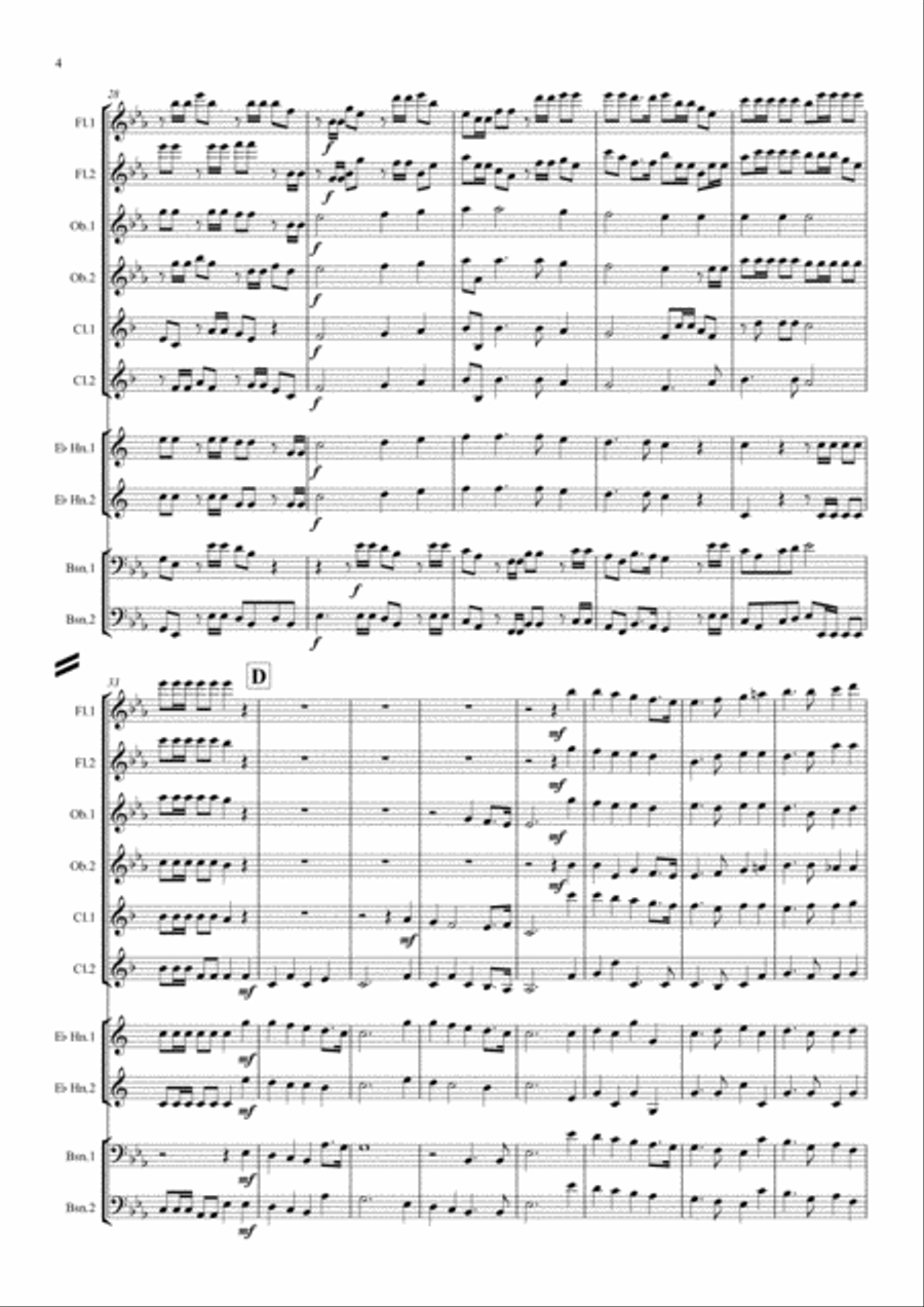 Handel: Messiah (Der Messias) Hallelujah Chorus (transposed into Eb)- wind dectet (10 players) Choir scores gallery preview page 4